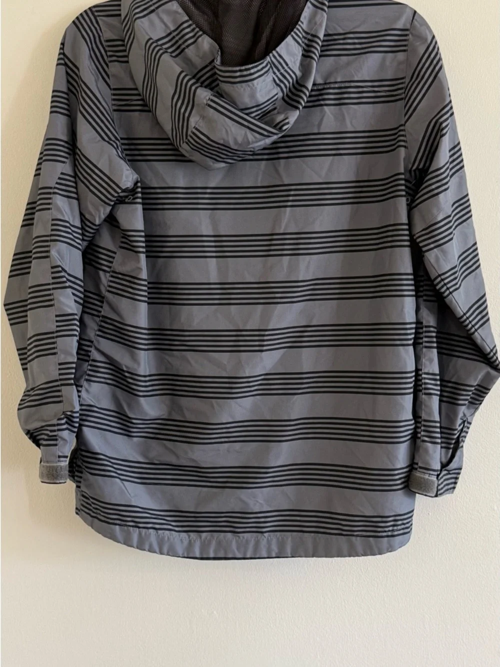 Burton Kids' Dover Gray & Black Striped Hooded Raincoat - NWOT